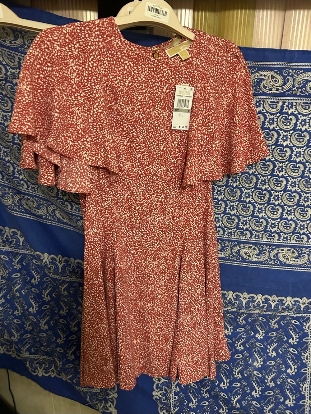 Michael Kors Red and White Printed Mini Dress